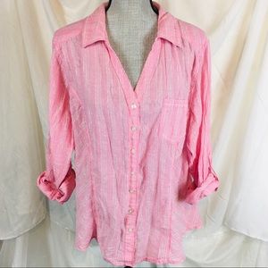 Torrid Pink Striped Button-Up Top